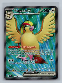 Pidgeot ex 217/197 Ultra Rare Obsidian Flames Pokemon Near Mint - Image 1