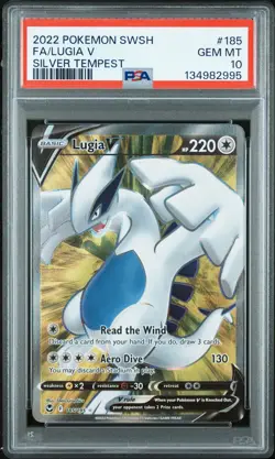 2022 POKEMON SWORD & SHIELD SILVER TEMPEST #185 FULL ART/LUGIA V PSA 10 - Image 1