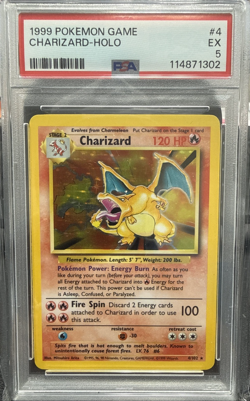 1999 POKEMON BASE SET UNLIMITED #4 CHARIZARD-HOLO PSA 5 - Image 1