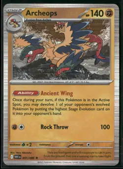 Archeops 051/086 Reverse Holo SV: White Flare Pokemon TCG - Image 1