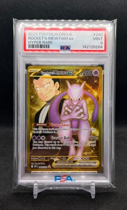2025 Pokemon DRI EN Destined Rivals Team Rocket's Mewtwo ex Hyper Rare 240 PSA 9 - Image 1
