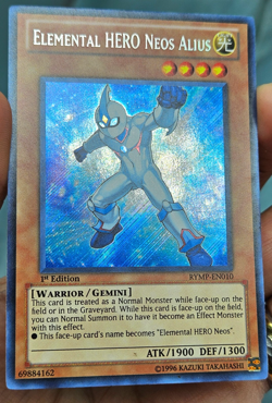 Yugioh Elemental HERO Neos Alius RYMP-EN010 Secret Rare Ra Yellow Mega Pack - LP - Image 3