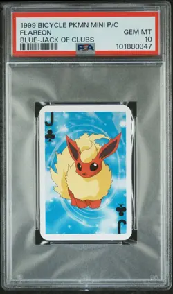1999 BICYCLE POKEMON MINI PLAYING CARDS BLUE DECK FLAREON PSA 10 - Image 1