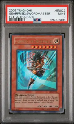 2005 YU-GI-OH! FET-FLAMING ETERNITY ULTRA RARE GEARFRIED THE SWORDMASTER PSA 9 - Image 1