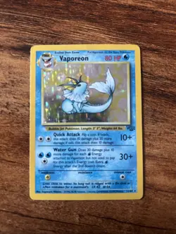 Pokemon TCG Vaporeon Holo Rare Card Jungle, 12/64, Vintage - Image 1