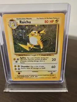 Pokemon Raichu Base Set Holo Rare 14/102 80 HP English Pokemon TCG Card Stock - Image 1
