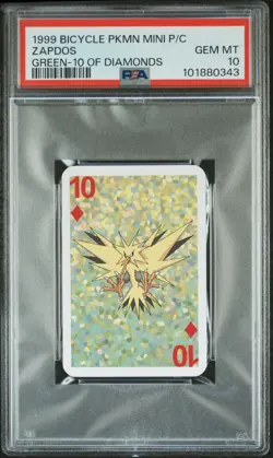 1999 BICYCLE POKEMON MINI PLAYING CARDS GREEN DECK ZAPDOS PSA 10 #2 - Image 1