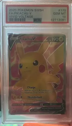 PSA 10 Pikachu V 170/185 Pokemon Vivid Voltage Holo Graded Card - Image 1