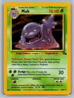 Fossil #13/62 Muk (13) Holo Rare Pokemon Card - Image 1