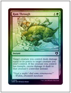 1x Ram Through, Foil, Commander Masters, Magic MTG NM - Image 1