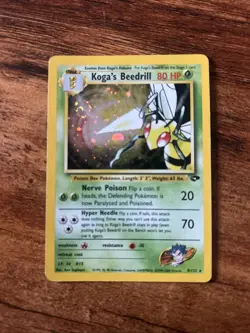 Pokemon TCG Koga's Beedrill Gym Challenge Holo Rare Card 9/132 Vintage Swirl - Image 1