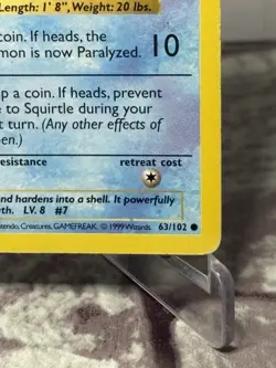 Pokemon 1999 base set Shadowless Squirtle #63 MP/LP - Image 4