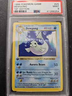 Pokemon PSA 9 1st Edition Shadowless Base Set Dewgong 25/102 MINT - Image 1