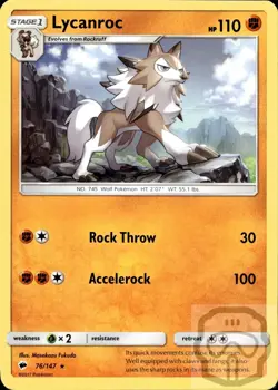 Lycanroc 76/147 R Burning Shadows Pokemon NM/M - Image 3