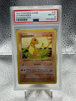 1999 Pokemon Base Set Charmander 46/102 SHADOWLESS PSA 8 MINT Vintage 🔥 - Image 1