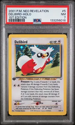 2001 POKEMON NEO REVELATION 1ST ED #5 DELIBIRD-HOLO PSA 7 - Image 1