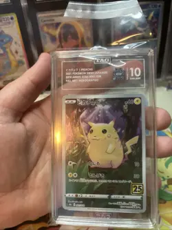 Pokemon Pikachu Japanese 25th Anniversary 001/028 Full Art TAG 10 Gem Mint - Image 2