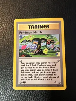 1st Edition Trainer Pokemon March 102/111 Neo Genesis Pokemon F4 Vintage 2000 LP - Image 1