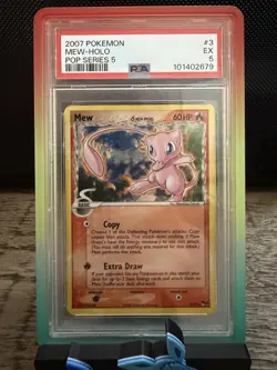 Pokemon Mew Pop Series 5 Holo Rare #3 PSA 5 CORRECTED BACK HOLO BLEED SWIRL - Image 2