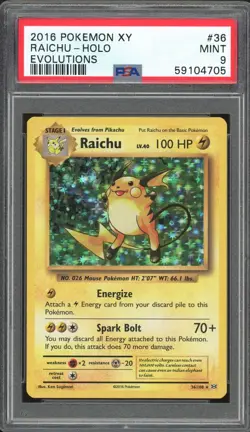 RAICHU 36/108 EVOLUTIONS POKEMON PSA 9 MINT - Image 1