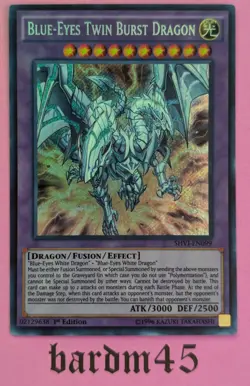YuGiOh Blue-Eyes Twin Burst Dragon SHVI-EN099 Secret Rare 1st Edition - Image 1