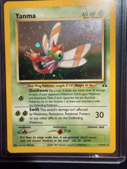 Yanma Pokemon Card Neo Discovery 17/75 Holo Rare SWIRL - LP Condition - Image 2