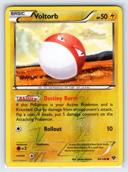 Voltorb 44/146 2014 XY Base Set Pokemon Card Reverse Holo Uncommon - Mp - Image 1