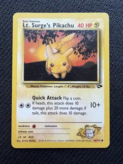 Pokemon Tcg Lt. Surge's Pikachu #84 Pokemon Gym Challenge MP - Image 1