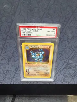 Pokemon: Machamp Shadowless 1st Edition #8/102 Holo 1999 WOTC - VINTAGE PSA 8 - Image 4