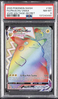 2020 POKEMON SWORD & SHIELD VIVID VOLTAGE SECRET FULL ART/PIKACHU VMAX PSA 8 - Image 1