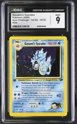 CGC 9 Giovanni's Gyarados Gym Challenge 1st Edition 5/132 Holo Pokemon Card - Image 1