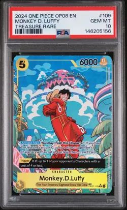2024 ONE PIECE OP08-TWO LEGENDS TREASURE RARE #109 MONKEY D. LUFFY PSA 10 - Image 1