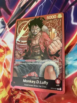 One Piece Card Game ST01 Straw Hat Crew Monkey.D.Luffy Leader Card Near Mint - Image 1