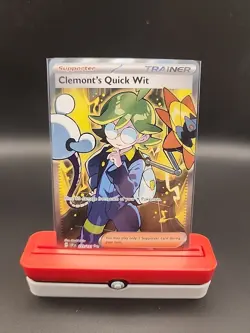 Pokemon TCG Trainer Card Clemont's Quick Wit Rare Holo, 229/191, Surging Sparks - Image 1