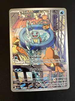 Pokemon TCG Squirtle Stellar Crown Illustration Rare Card 148/142 Holo NM - Image 2