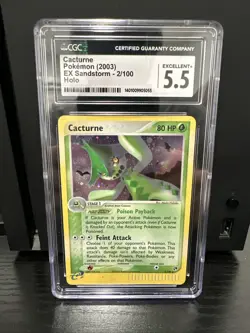 CGC 5.5 Cacturne 2003 EX Sandstorm 2/100 Holo Pokemon Card psa - Image 1
