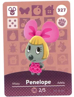 Penelope #327 - Amiibo Card - Animal Crossing Series 1 - Authentic Nintendo - Image 1