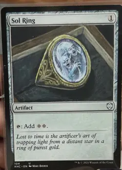 MtG Sol Ring Full Magic Altered Hand Painted Art Original Alter - Image 1
