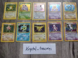 Pokemon TCG HOLO Base Set Lot of 9 Cards Varying Conditions + Promo Mew - Image 1