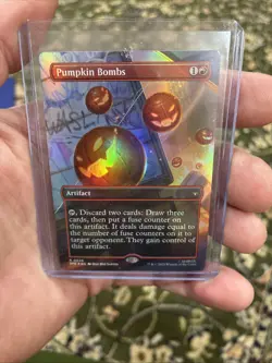 MTG Pumpkin Bombs SPE R 0026 Foil Borderless Spider-Man Eternal NM - Image 1