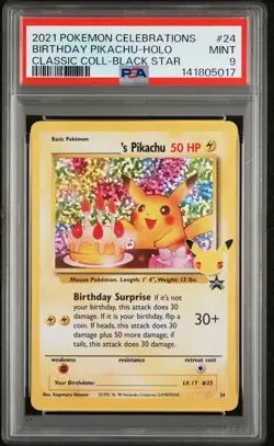 2021 Pokemon Celebrations Classic BSP #24 Birthday Pikachu Holo PSA 9 - Image 1