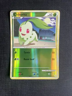 Pokemon TCG Chikorita Heartgold & Soulsilver 59/123 Reverse Holo Common LP - Image 1