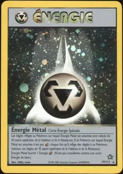 2001 Pokemon FRENCH Unlimited Neo Genesis Energie-Energy Metal Holo 19/111 EX - Image 1