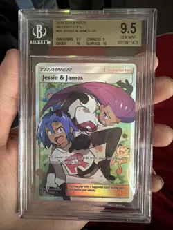 2019 POKEMON SUN & MOON HIDDEN FATES #68 FULL ART/JESSIE & JAMES BGS 9.5 - Image 1
