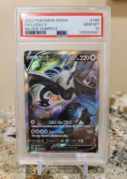 2022 Pokemon Sword & Shield Silver Tempest Lugia V FA Alt Art 186/195 PSA 10 💎 - Image 3