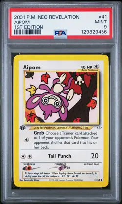 2001 Pokemon Neo Revelation #41 Aipom 1st Edition PSA 9 - Image 1