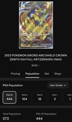 2023 Pokemon SWSH Zeroes Vmax Crown Zenith PSA 10 - Image 3