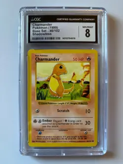 Charmander 46/102 Base Set Shadowless CGC 8 Pokemon - Image 1