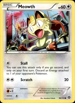 Meowth 88/114 Common - Pokemon XY - Steam Siege 2016 MP - Image 1