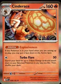 Cinderace 028/132 Holo Rare - Pokemon ME01: Mega Evolution NM - Image 1